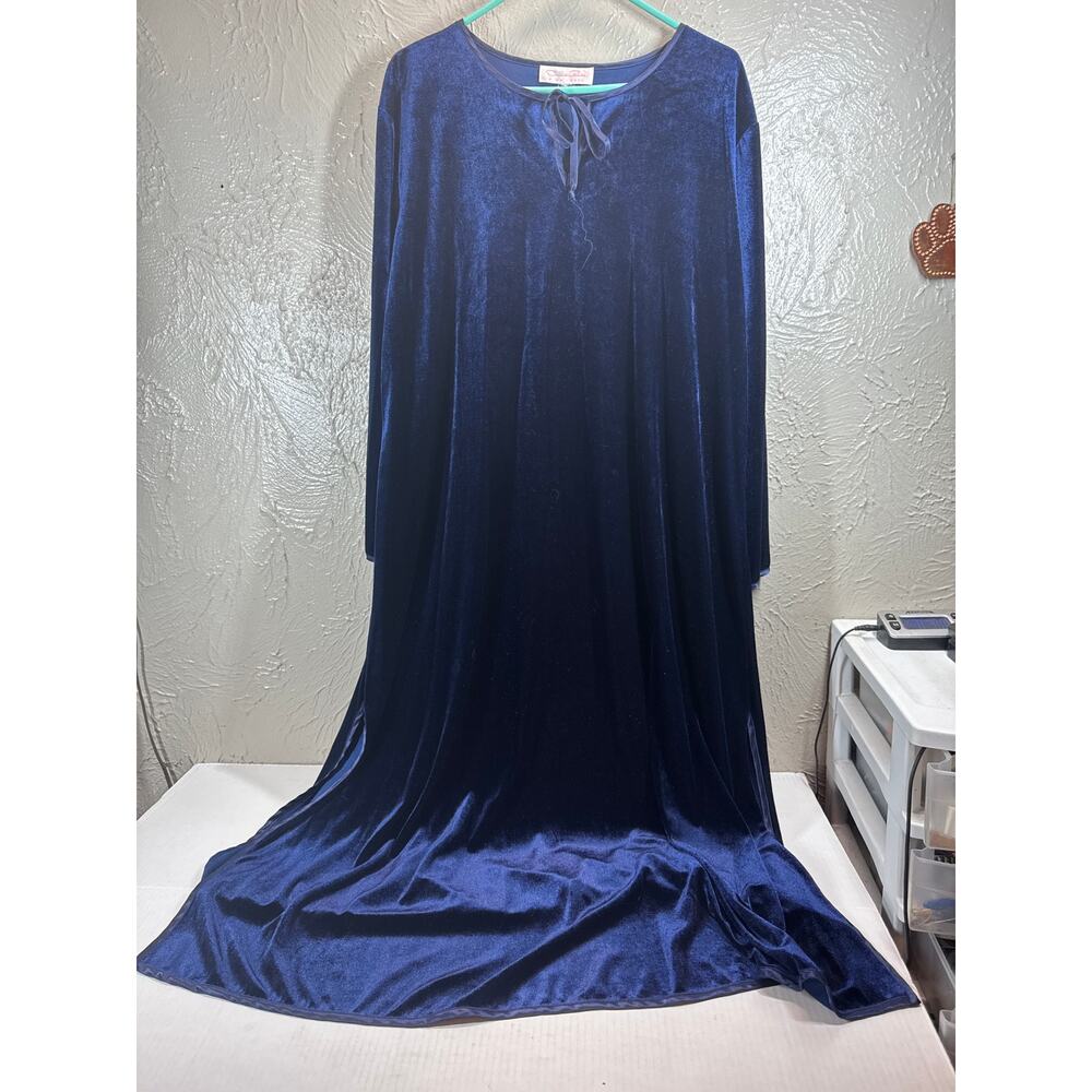 Oscar de la Renta Pink Label Women Nightgown Velveteen Velour Side Slits Size XL